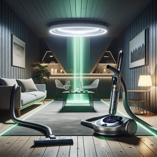 Salon moderne avec aspirateur Rowenta X-Force Flex 15.60 et Dyson V15 montrant leur innovation